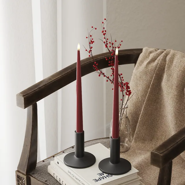deluxe-homeart-kerzenlicht-lack-led-stabkerze-28cm-bordeaux image 1