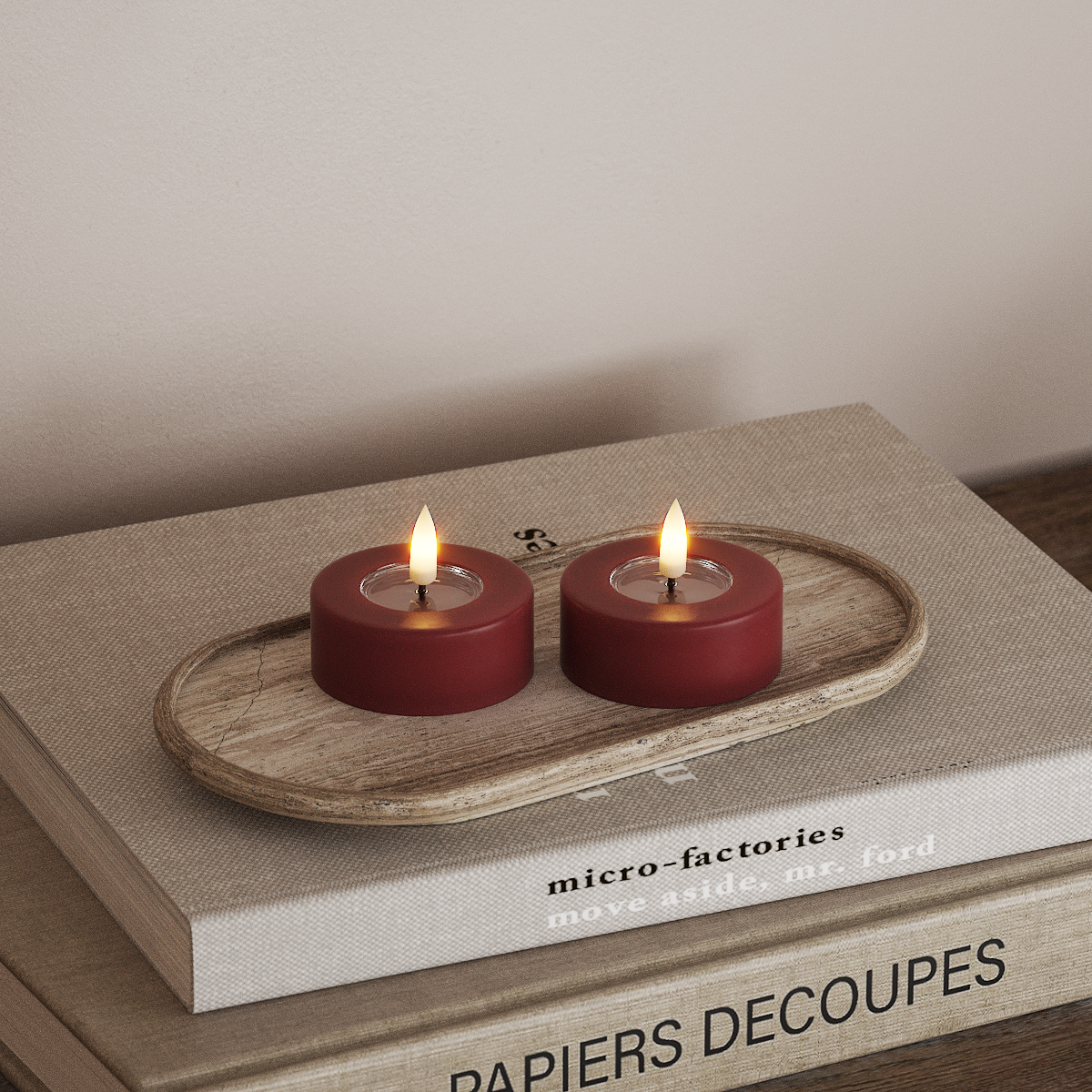 deluxe-homeart-teelichter-jumbo-led-2er-bordeaux image 2