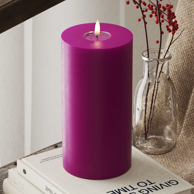 deluxe-homeart-blockkerzen-led-blockkerze-10x20cm-violett-wachs image 1