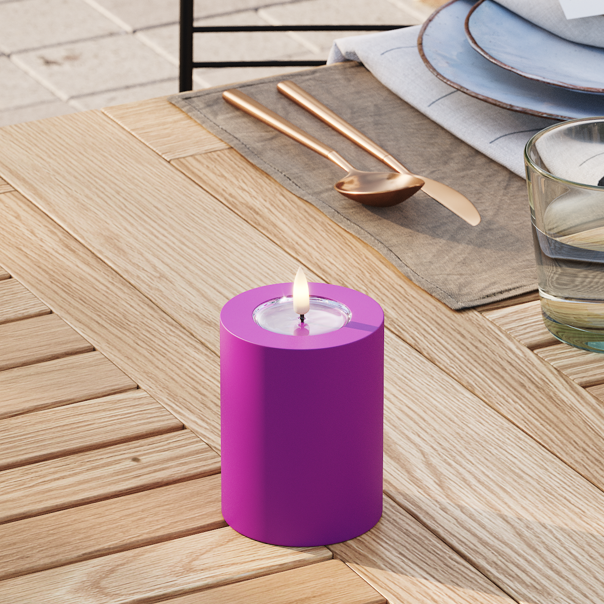 deluxe-homeart-au-enleuchten-led-blockkerze-7-5x10-violett-ip44 image 3