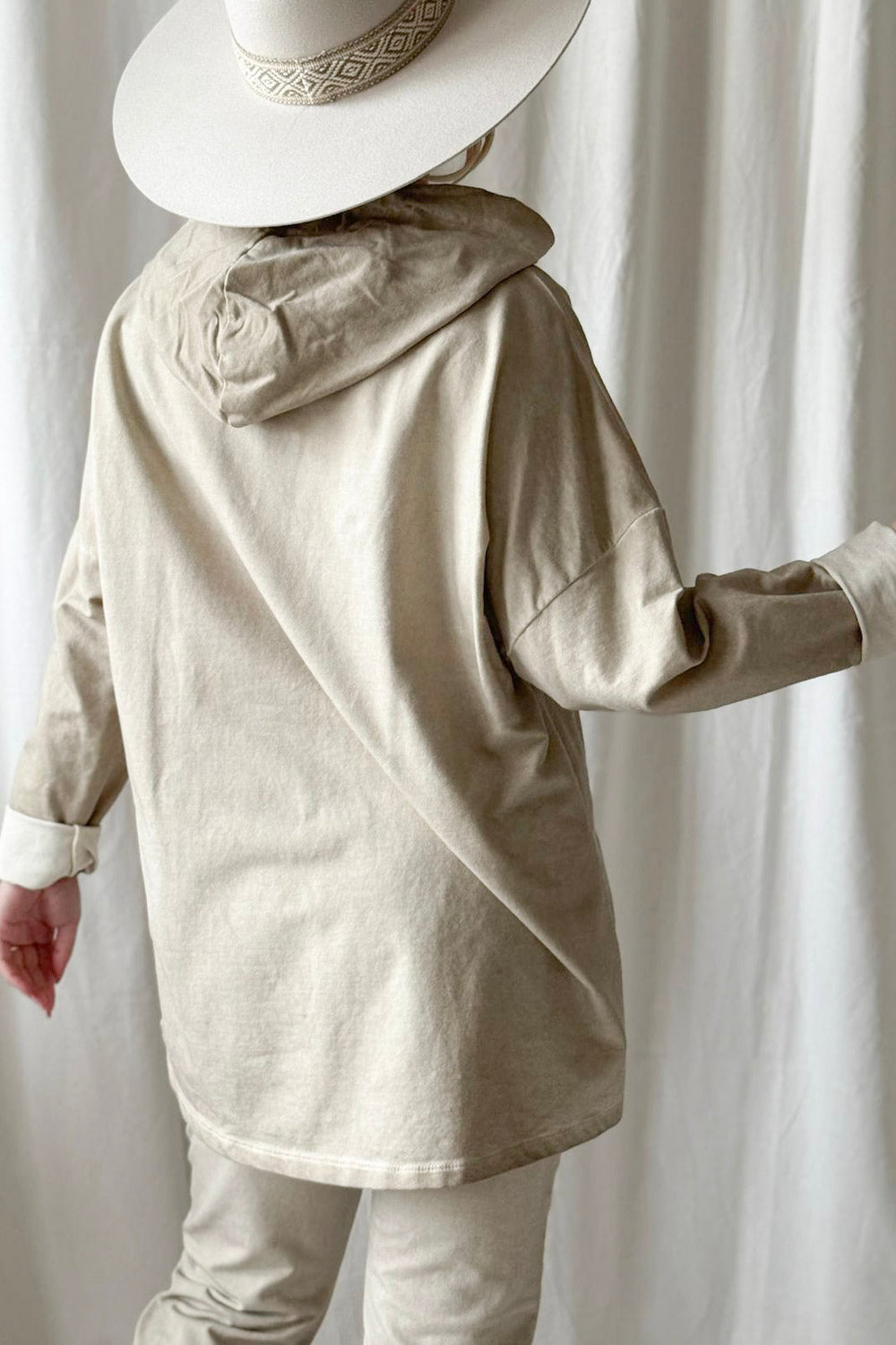 bypias-peace-love-oversize-hoodie-beige-baumwolle image 3