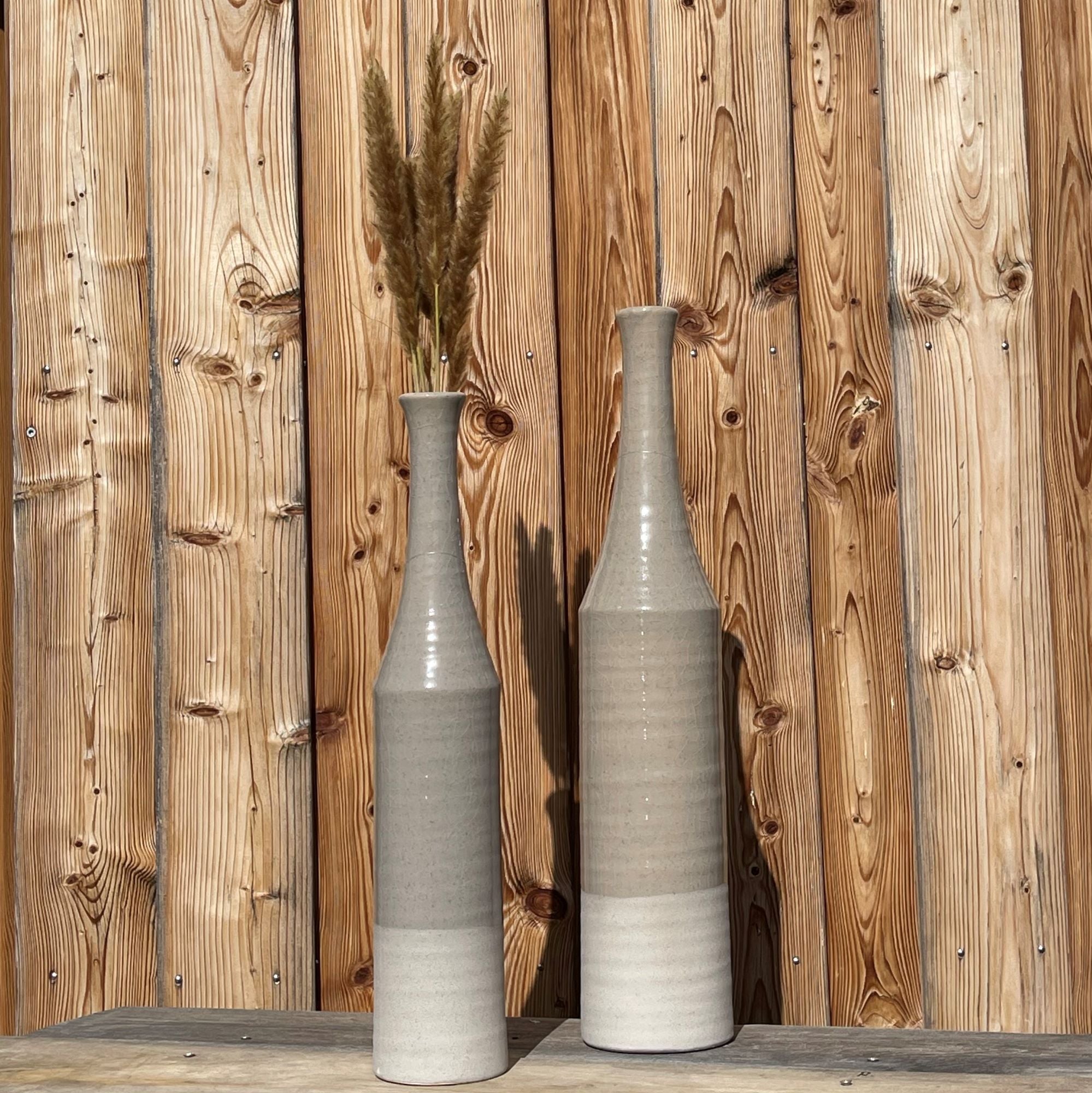 milas-vase-deko-grau-sand-keramik-flaschenform-3-gr-en image 1