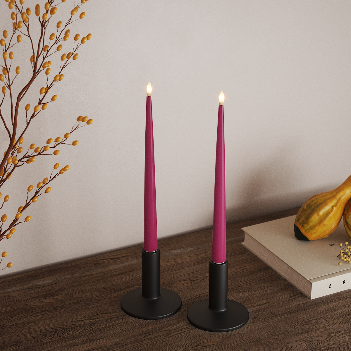 deluxe-homeart-kerzenlicht-lack-stabkerze-28cm-magenta-2-st-ck image 1