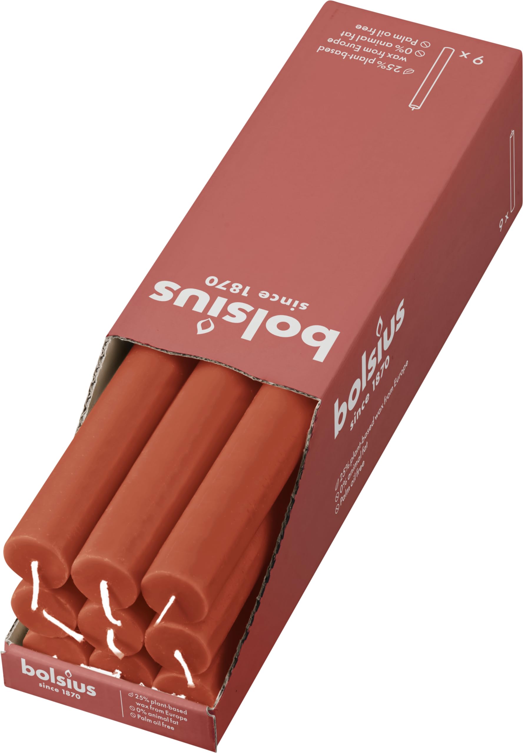 bolsius-rustik-stabkerzen-orange-9er-pack-27x2-3-cm image 1