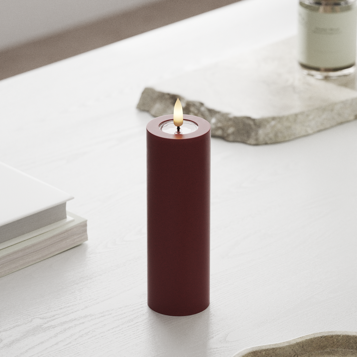 deluxe-homeart-blockkerzen-led-kerze-bordeaux-5x15-cm image 3