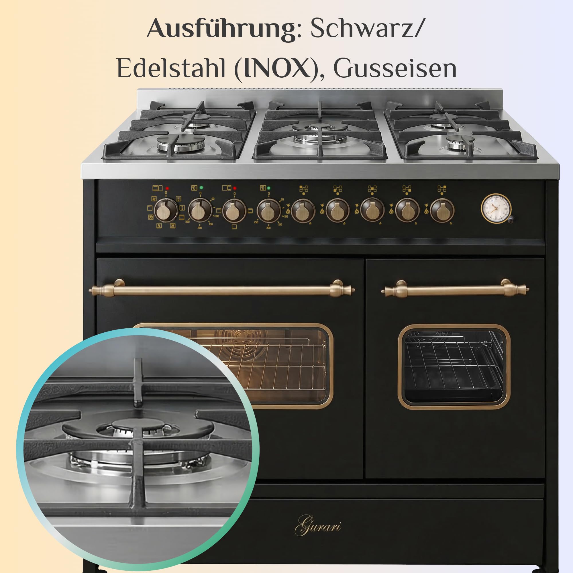 gurari-gch-e-916-bl-r-standherd-90-cm-gas-elektro-5-brenner image 8
