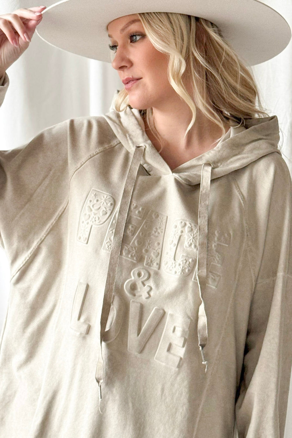 bypias-peace-love-oversize-hoodie-beige-baumwolle image 2