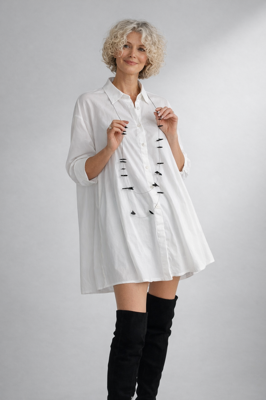 anastasia-hemdblusenkleid-a-linie-wei-baumwollmix image 1