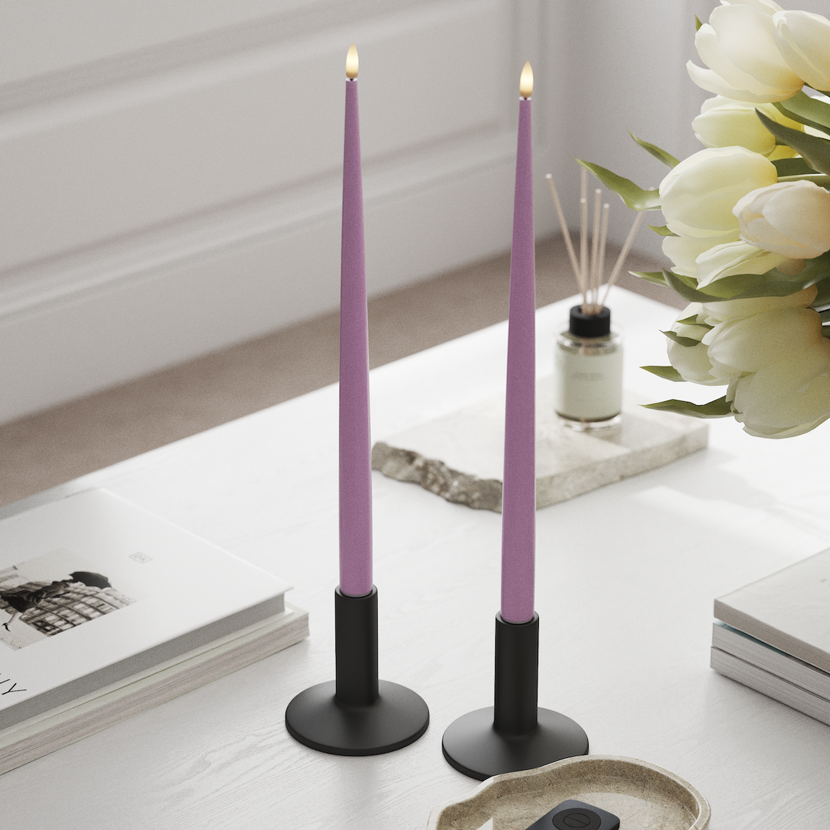 deluxe-homeart-kerzenlicht-lack-led-stabkerze-38-cm-lavendel-2-st-ck image 3
