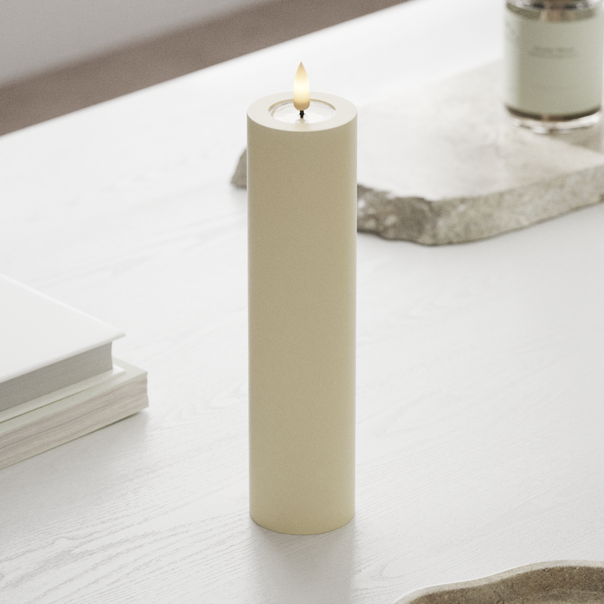 deluxe-homeart-blockkerzen-led-stumpenkerze-creme-5x20-cm image 3