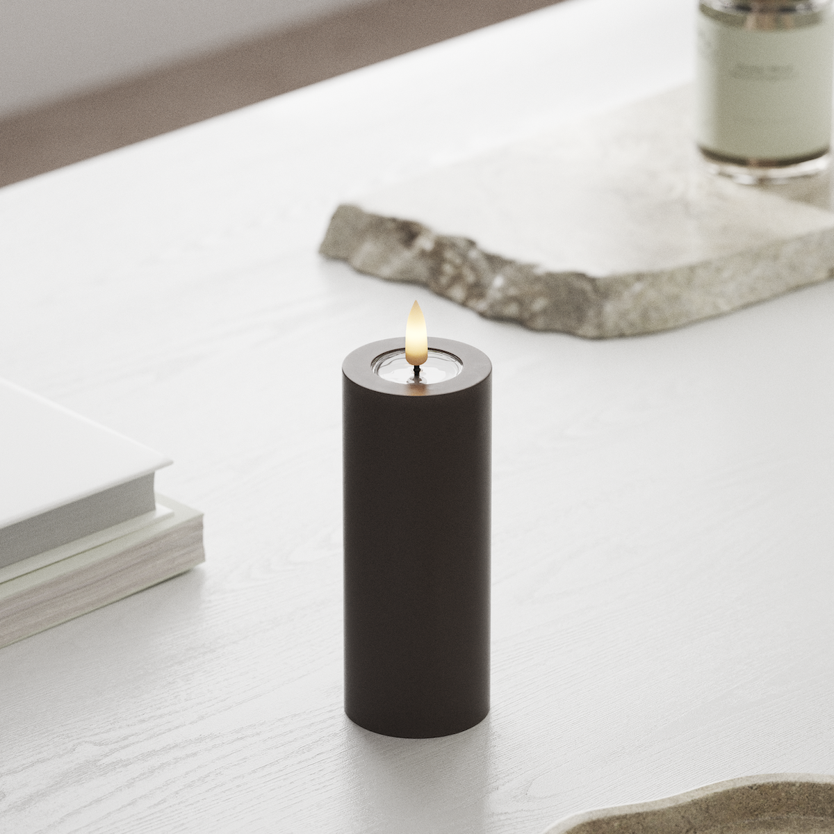 deluxe-homeart-blockkerzen-led-kerze-5x12-5-cm-mokka-real-flame image 3