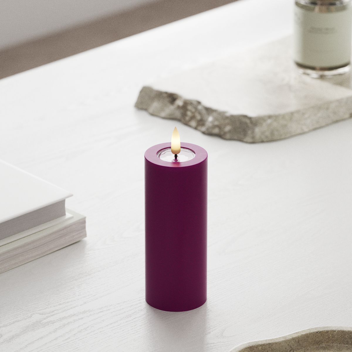 deluxe-homeart-blockkerzen-led-5x12-5cm-stumpenkerze-violett image 3