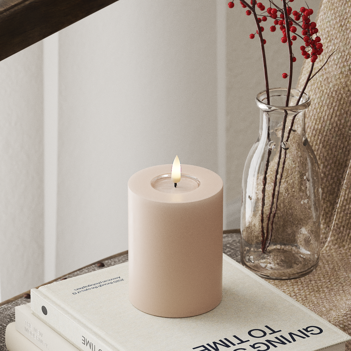 deluxe-homeart-blockkerzen-led-blockkerze-7-5x10-cm-rosa-real-flame image 1