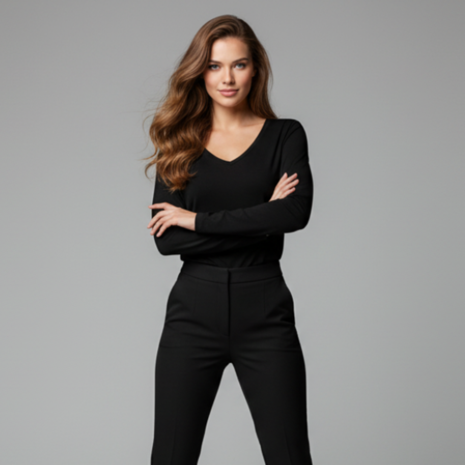 hailys-langarmshirt-v-ausschnitt-schwarz-modal-basic image 1