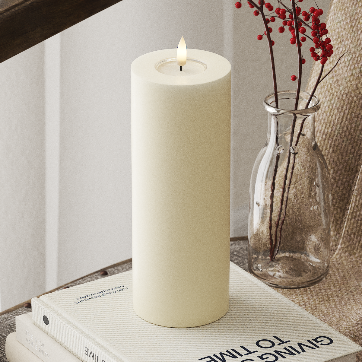 deluxe-homeart-blockkerzen-led-kerze-7-5x20-creme-wachs-timer image 1