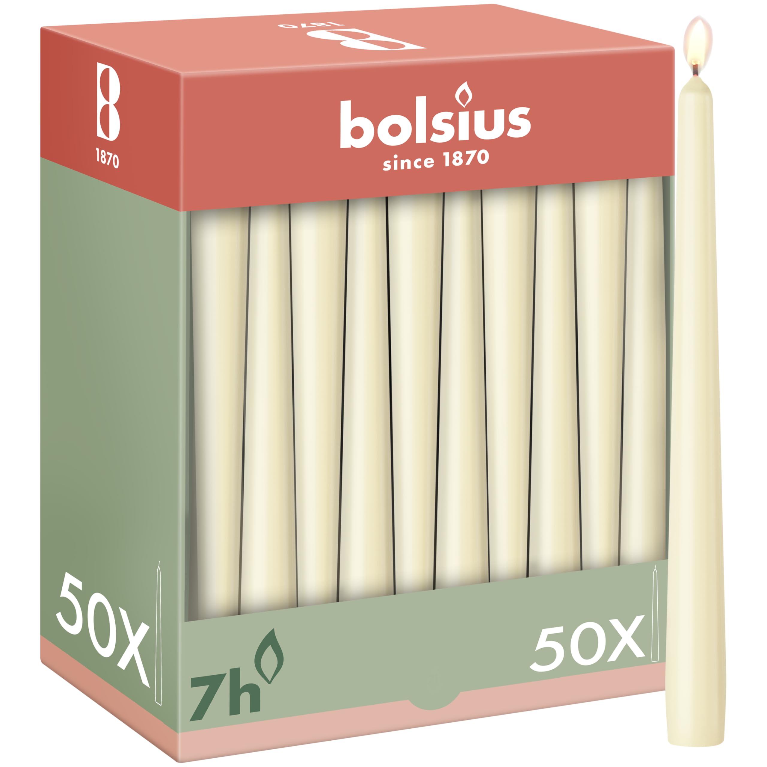 bolsius-essentials-spitzkerzen-elfenbein-50er-24-5cm-7h image 1