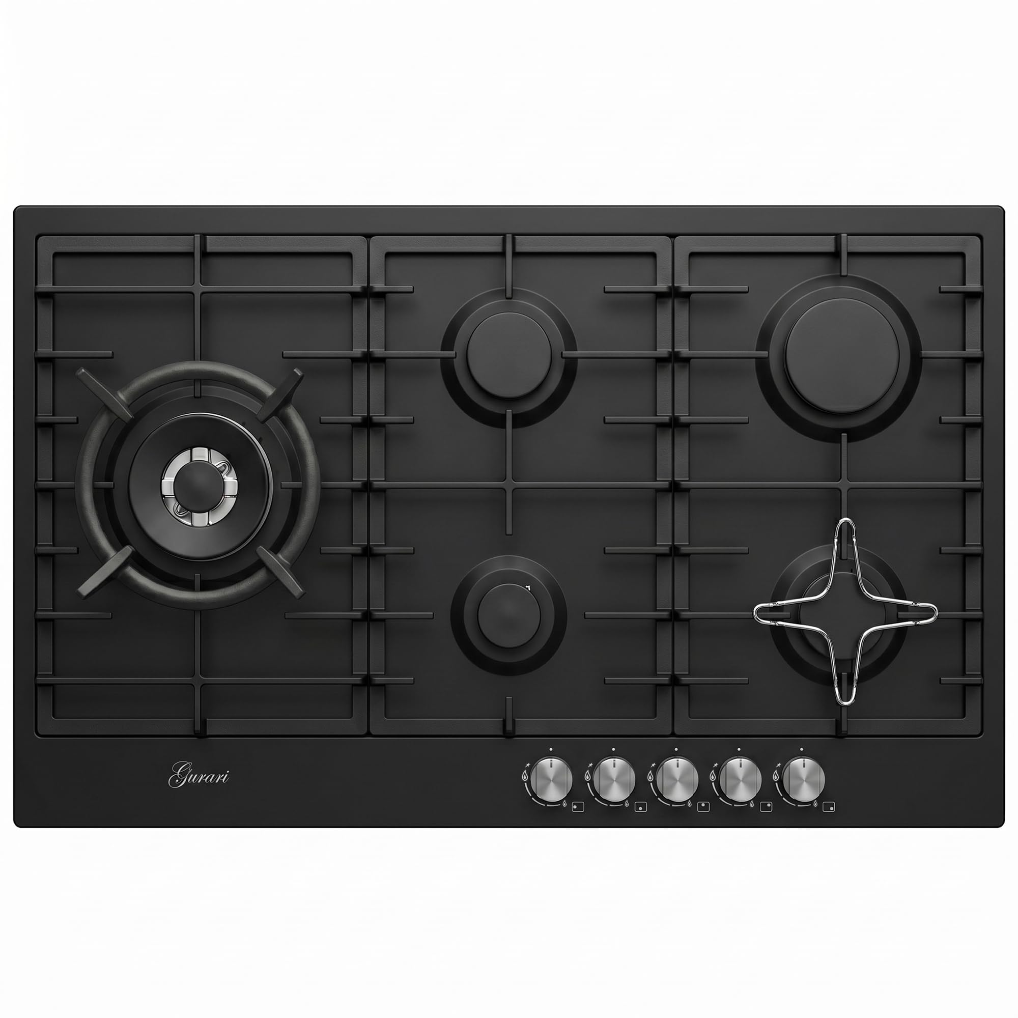 gurari-gch-fb-905-bl-gaskochfeld-90-cm-schwarz-emaille-5-flammig image 1