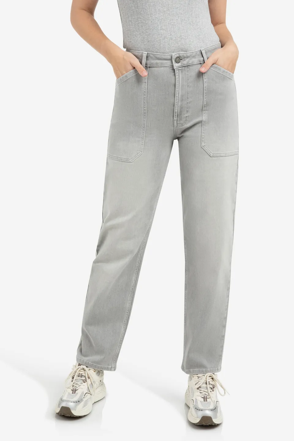 yaya-barrel-jeans-weites-bein-grau-high-waist-denim image 1