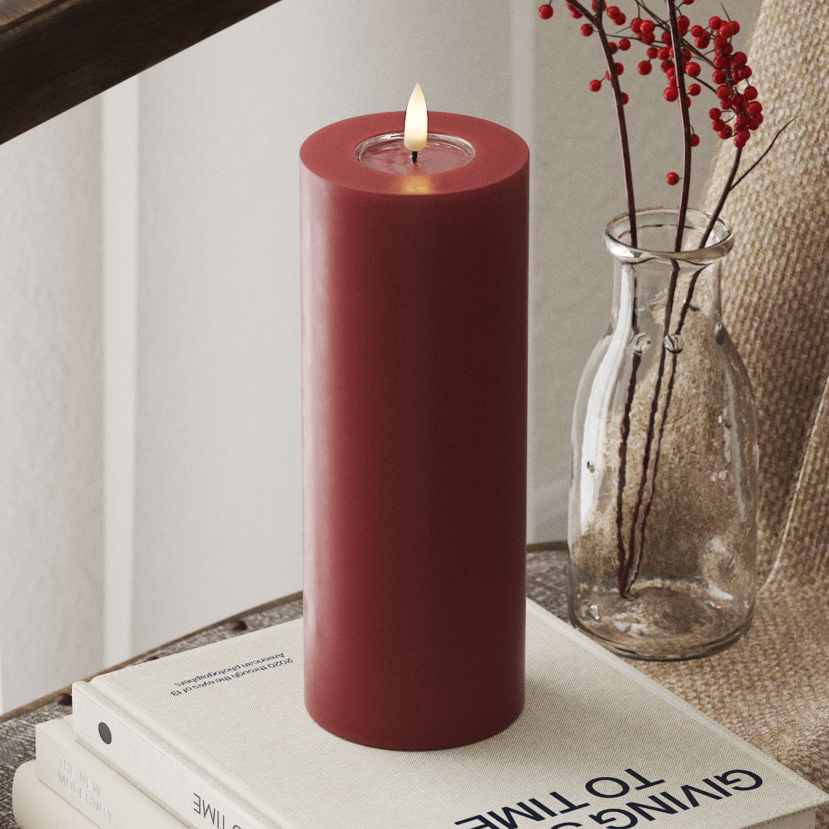 deluxe-homeart-blockkerzen-led-stumpenkerze-7-5x20cm-bordeaux image 1