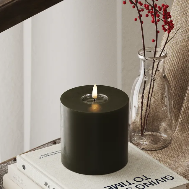 deluxe-homeart-blockkerzen-led-blockkerze-10x10-cm-dunkelgr-n-real-flame image 1