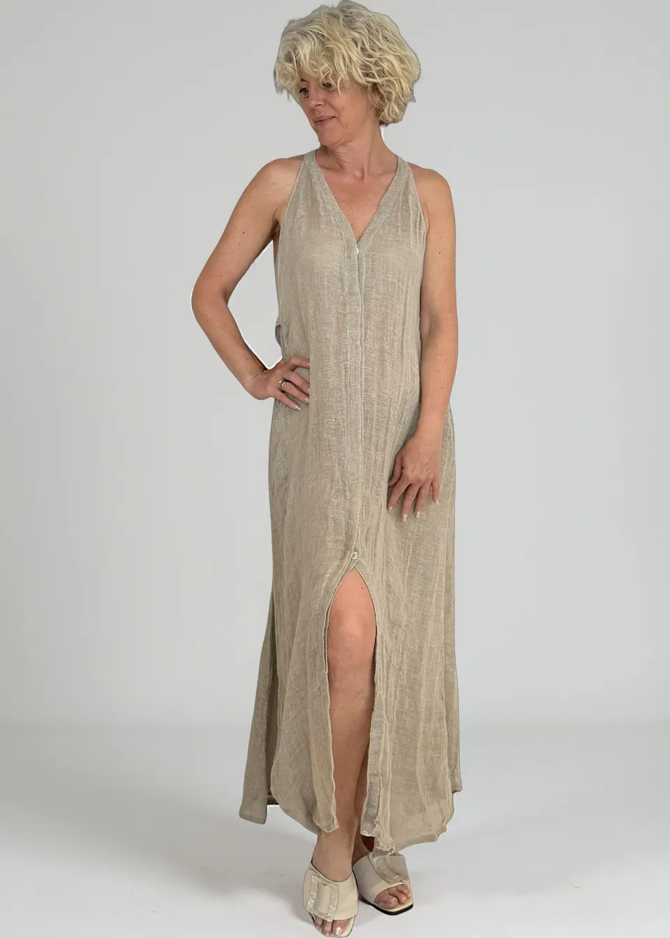 join-clothes-chania-maxi-leinenkleid-naturleinen-einheitsgr-e image 1