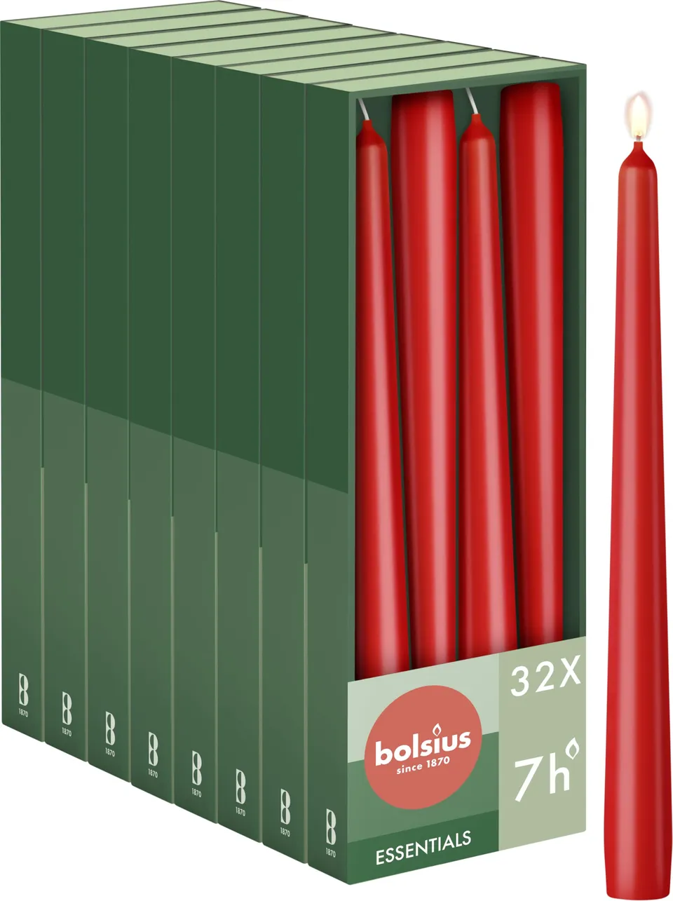 bolsius-essentials-spitzkerzen-rot-32er-24-5cm-unparf-miert image 1
