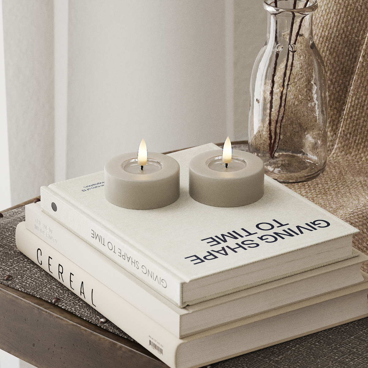 deluxe-homeart-teelichter-led-jumbo-teelicht-2er-sand-real-flame image 1