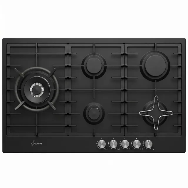 gurari-gch-fb-905-bl-gaskochfeld-90-cm-schwarz-emaille-5-flammig image 1