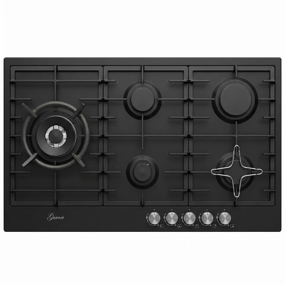 gurari-gch-fb-905-bl-gaskochfeld-90-cm-schwarz-emaille-5-flammig image 1