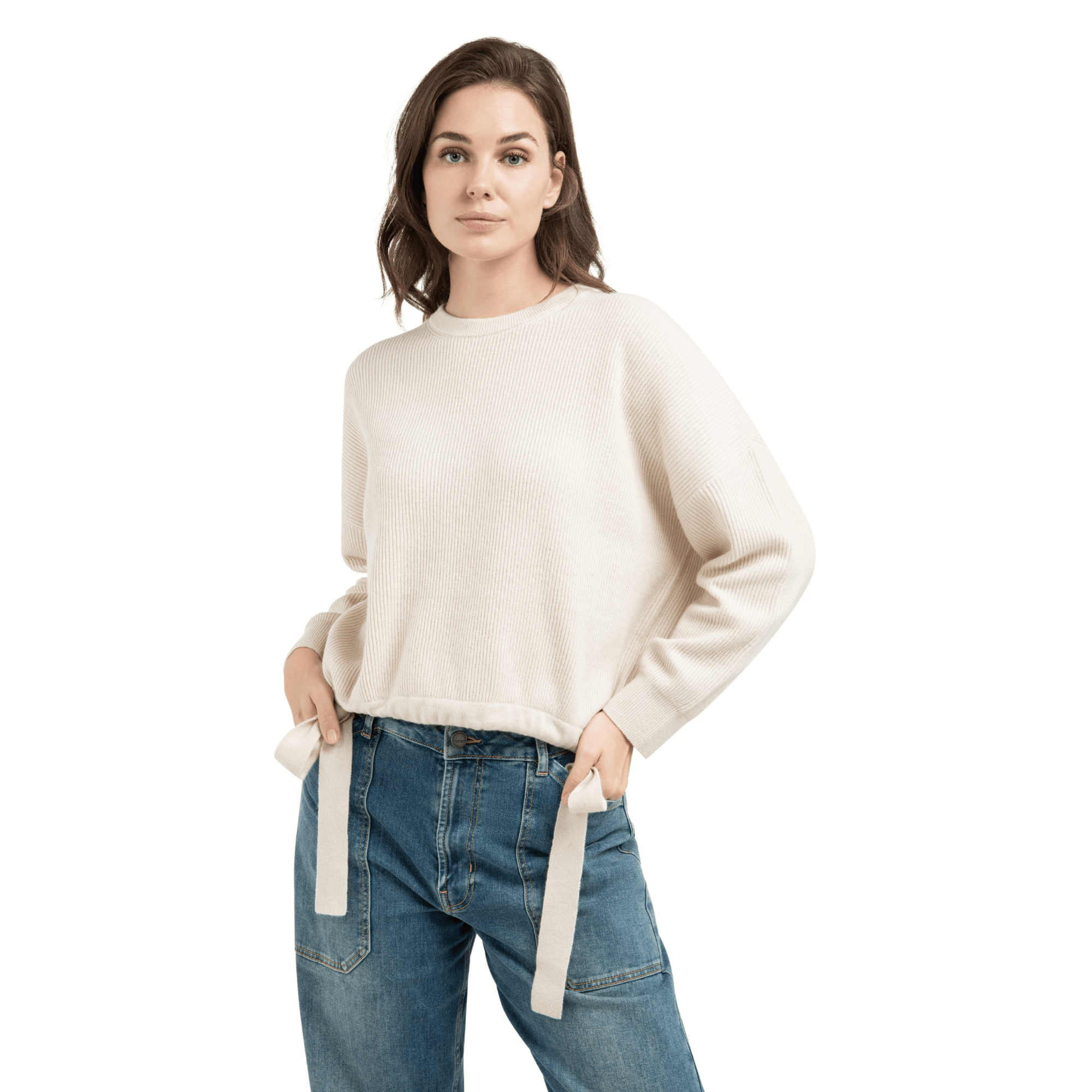 yaya-strickpullover-mit-bindeb-ndern-beige-oversize image 1