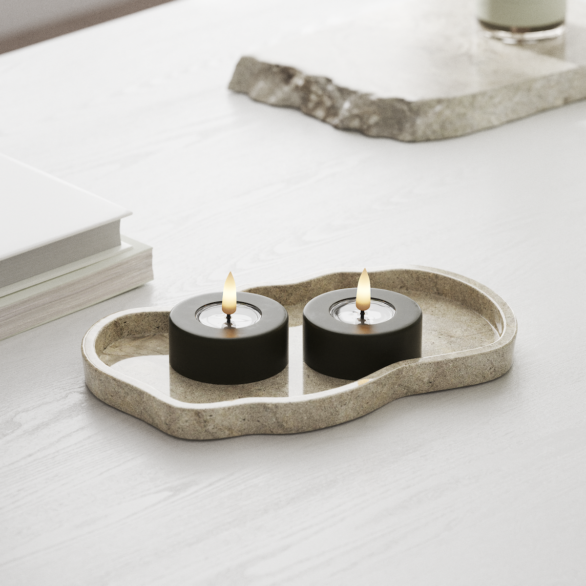 deluxe-homeart-teelichter-led-jumbo-teelicht-2st-dunkelgr-n-wachs image 3