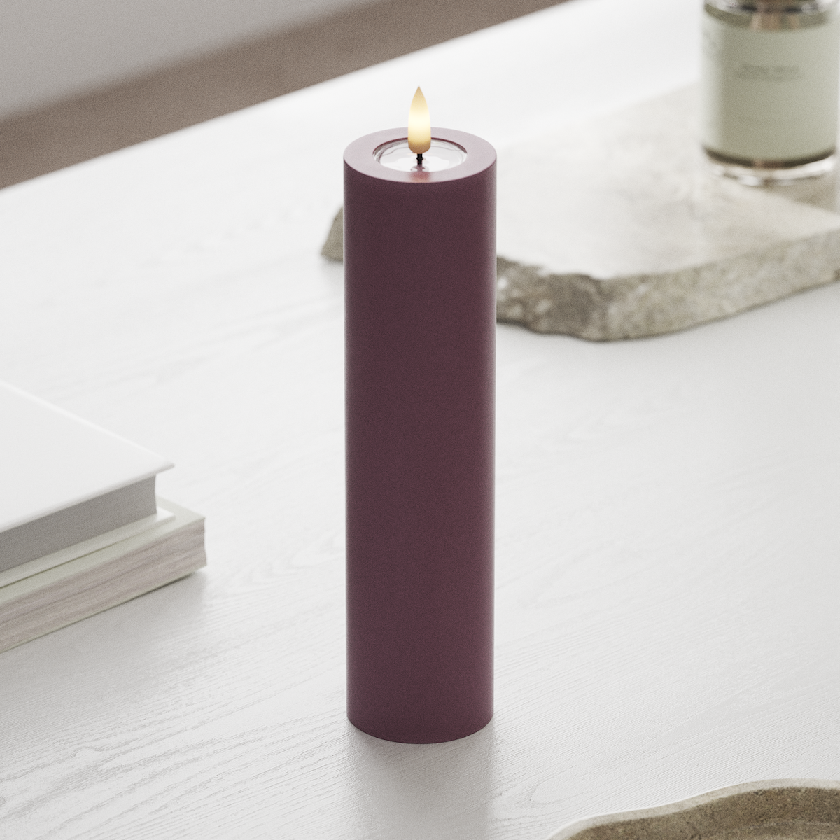 deluxe-homeart-blockkerzen-led-kerze-5x20-cm-helllila-real-flame image 3