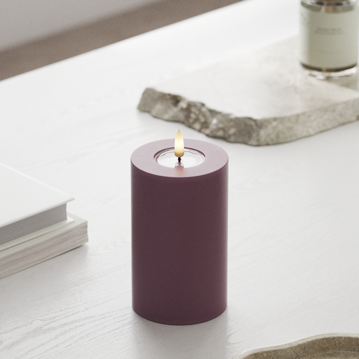 deluxe-homeart-blockkerzen-led-blockkerze-7-5x12-5cm-helllila-real-flame image 3