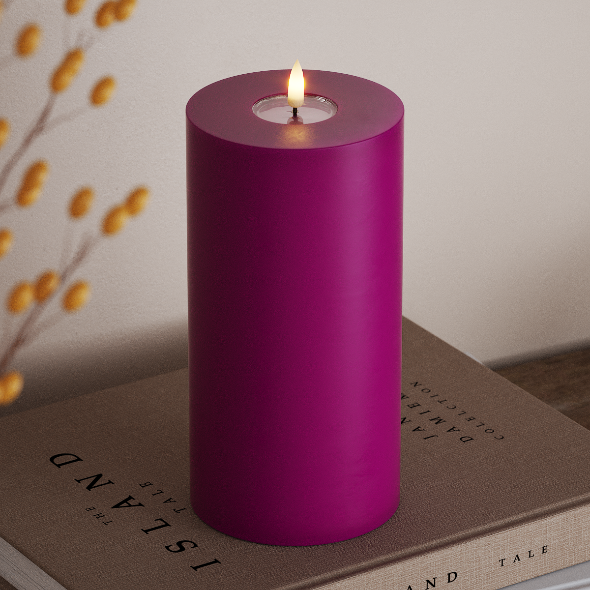 deluxe-homeart-blockkerzen-led-blockkerze-10x20cm-violett-wachs image 2