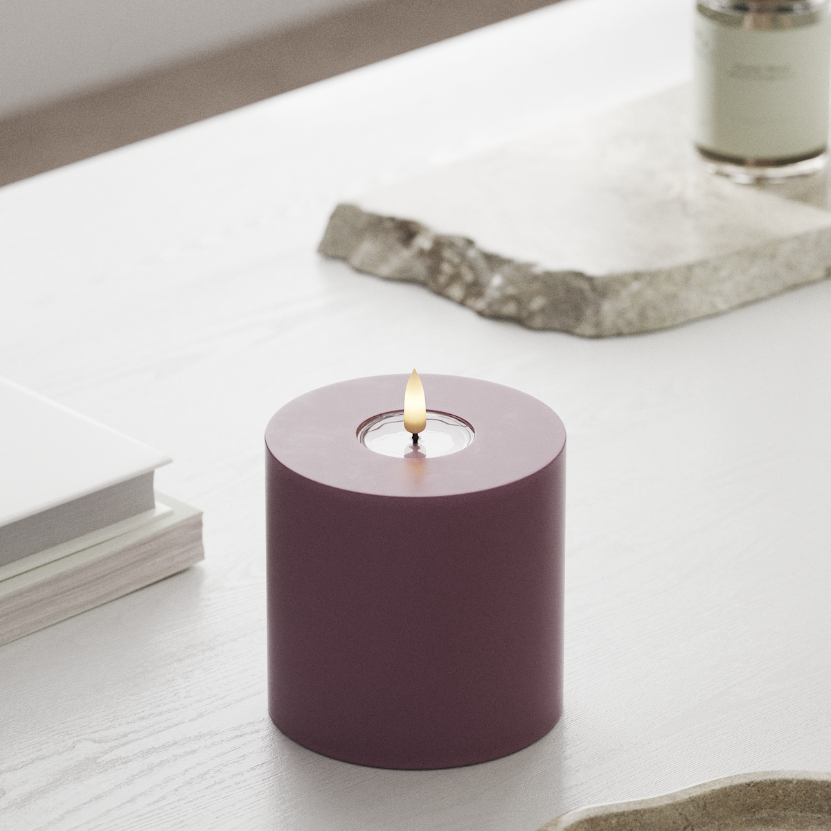 deluxe-homeart-blockkerzen-led-kerze-helllila-10x10cm image 3