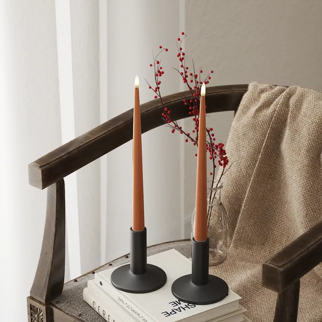 deluxe-homeart-kerzenlicht-led-stabkerze-orange-28cm-2er-real-flame image 1