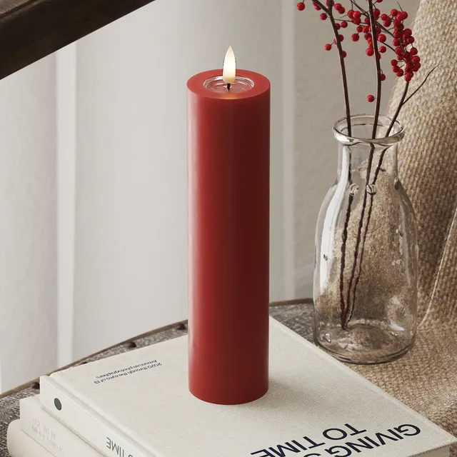 deluxe-homeart-blockkerzen-led-kerze-5x20-cm-rot-real-flame image 1