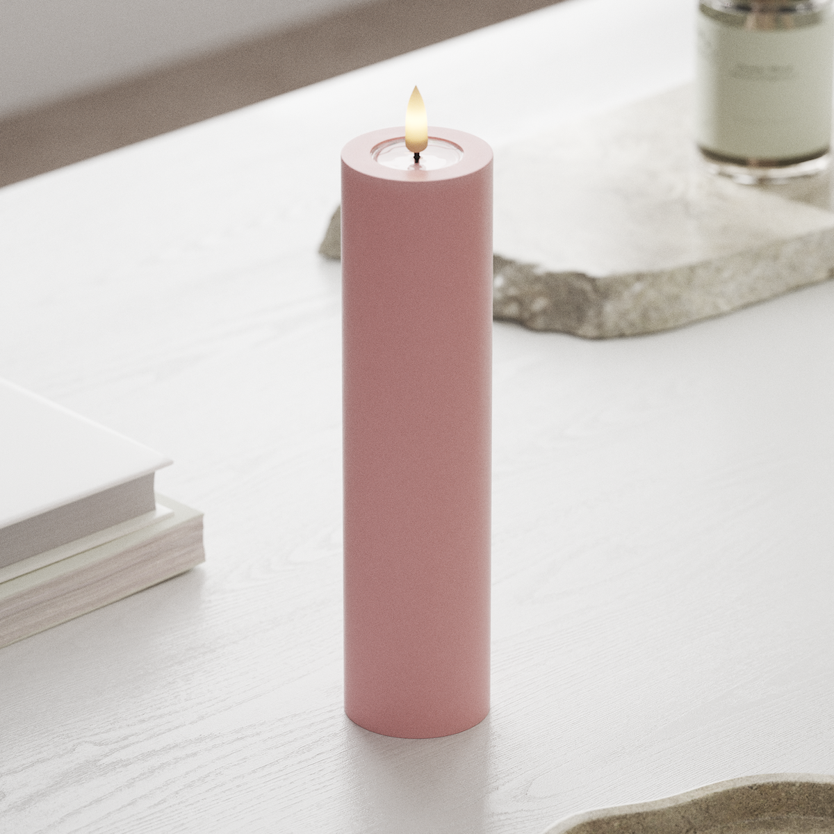 deluxe-homeart-blockkerzen-led-kerze-5x20-cm-hellrosa-real-flame image 3
