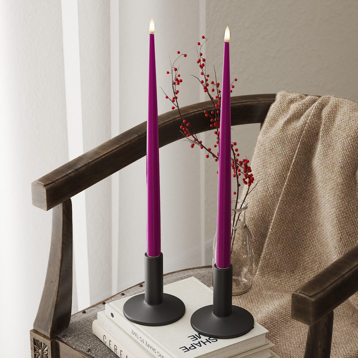 deluxe-homeart-kerzenlicht-mit-lack-led-38-cm-violett-2er-real-flame image 4