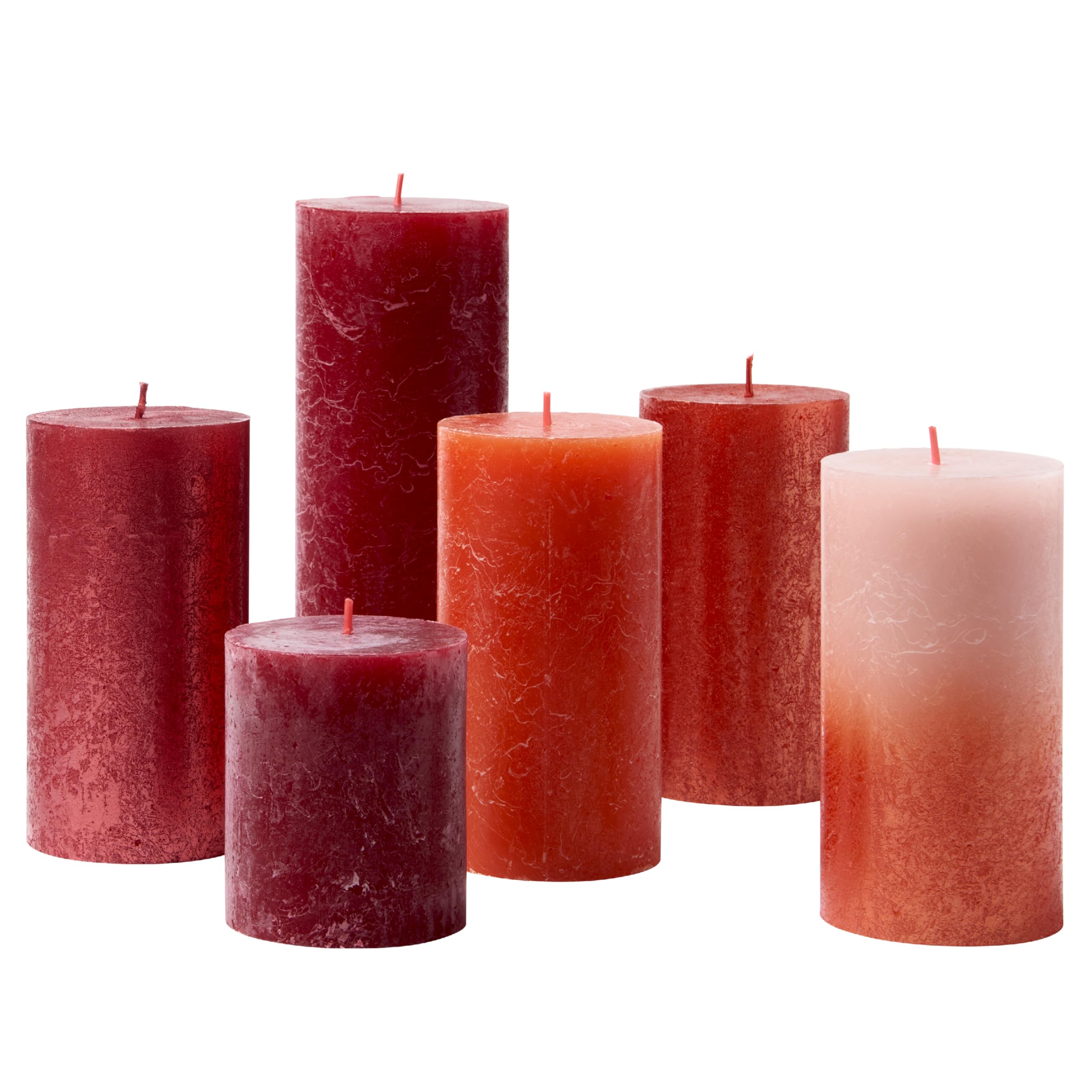 bolsius-rustik-kerzen-cosy-reds-stumpenkerzen-6er-rot image 1