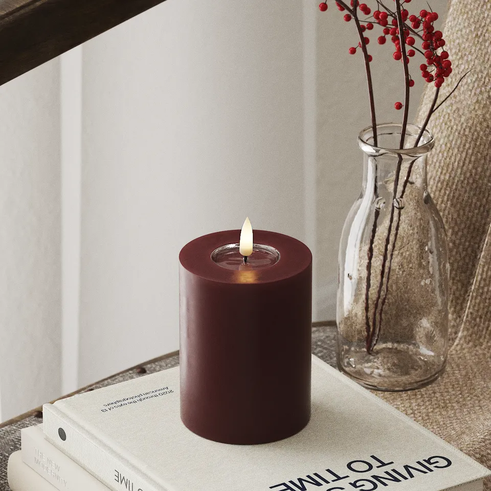 deluxe-homeart-blockkerzen-led-blockkerze-7-5x10-cm-bordeaux image 1