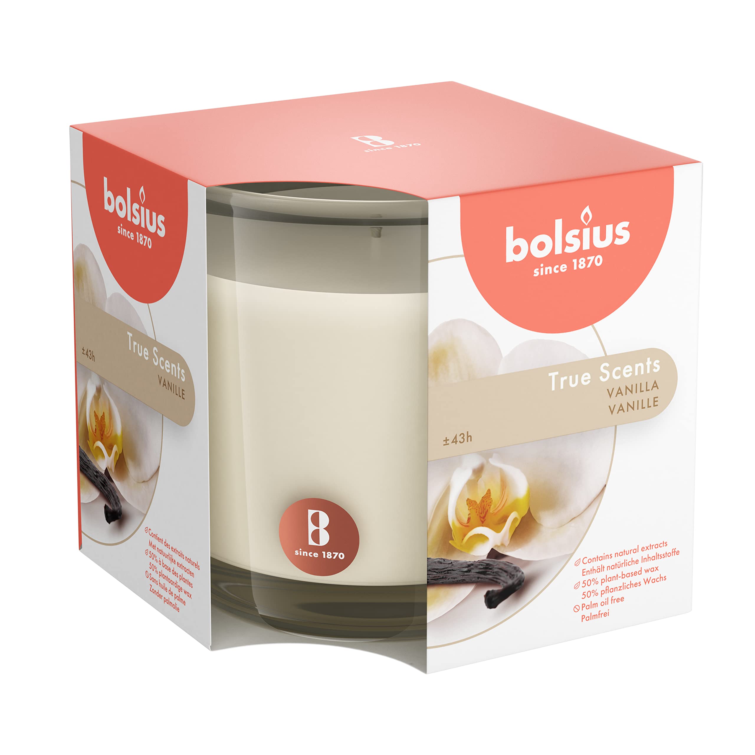 bolsius-true-scents-duftkerze-vanille-wei-glas-43h image 1
