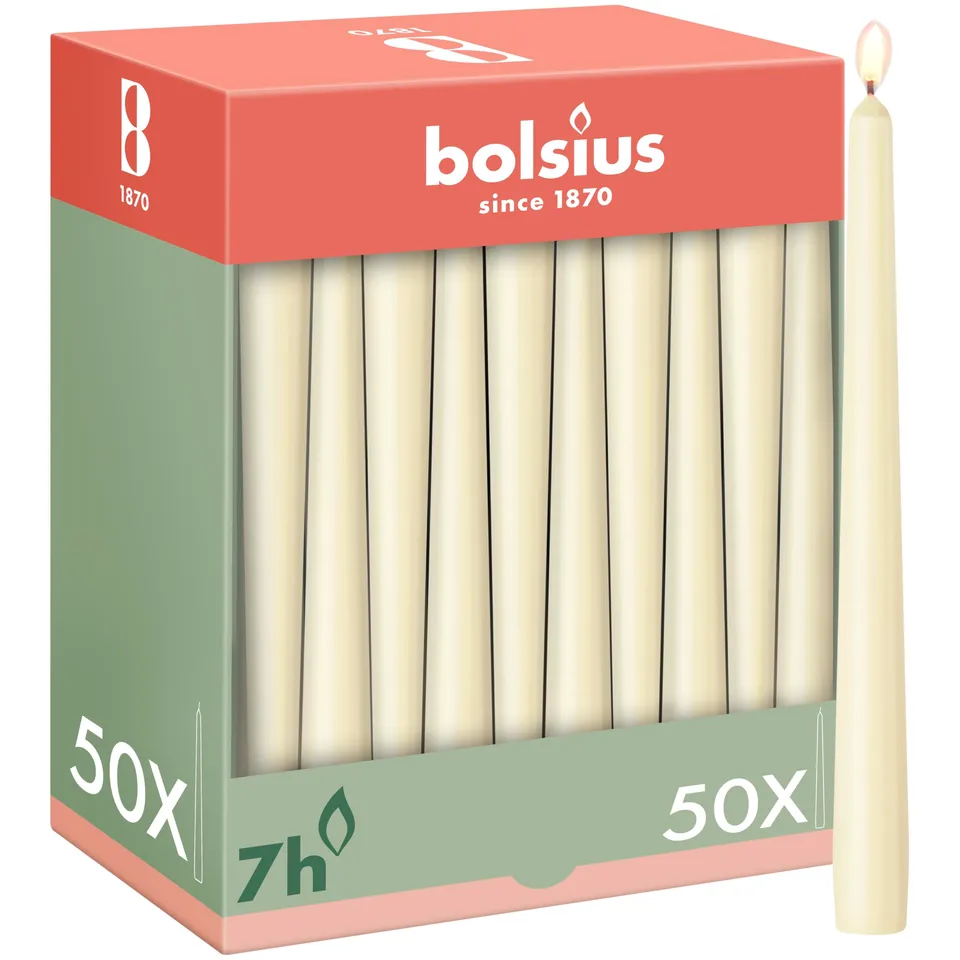 bolsius-essentials-spitzkerzen-elfenbein-50er-24-5cm-7h image 1
