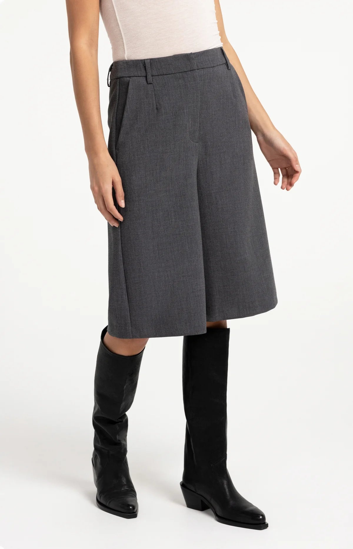 yaya-bermuda-shorts-grau-melange-weites-bein-knielang image 2