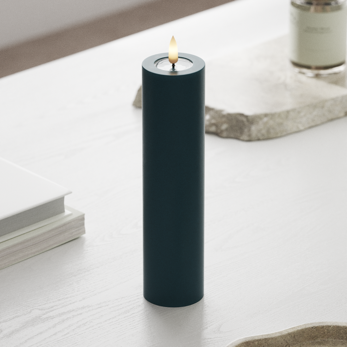 deluxe-homeart-blockkerzen-led-kerze-5x20-cm-petrol-real-flame image 3