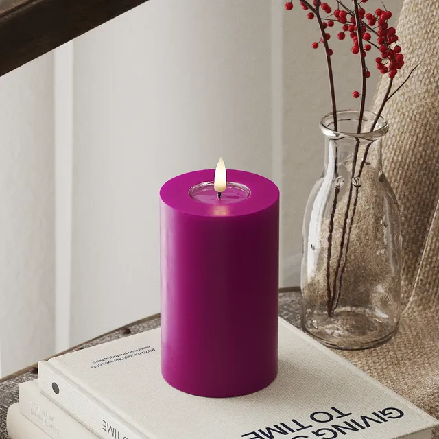 deluxe-homeart-blockkerzen-led-blockkerze-7-5x12-5-violett-real-flame image 1