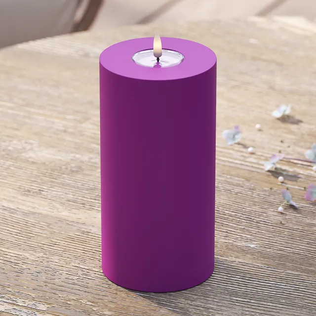 Deluxe Homeart LED-Blockkerze Außen 10x20 cm Violett