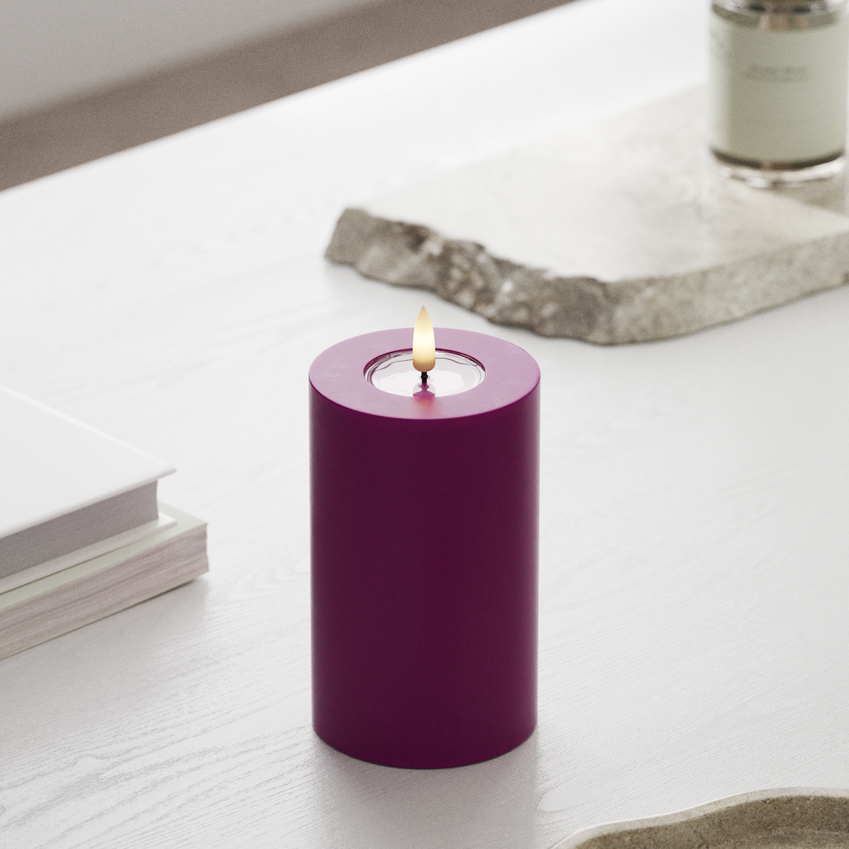 deluxe-homeart-blockkerzen-led-blockkerze-7-5x12-5-violett-real-flame image 3