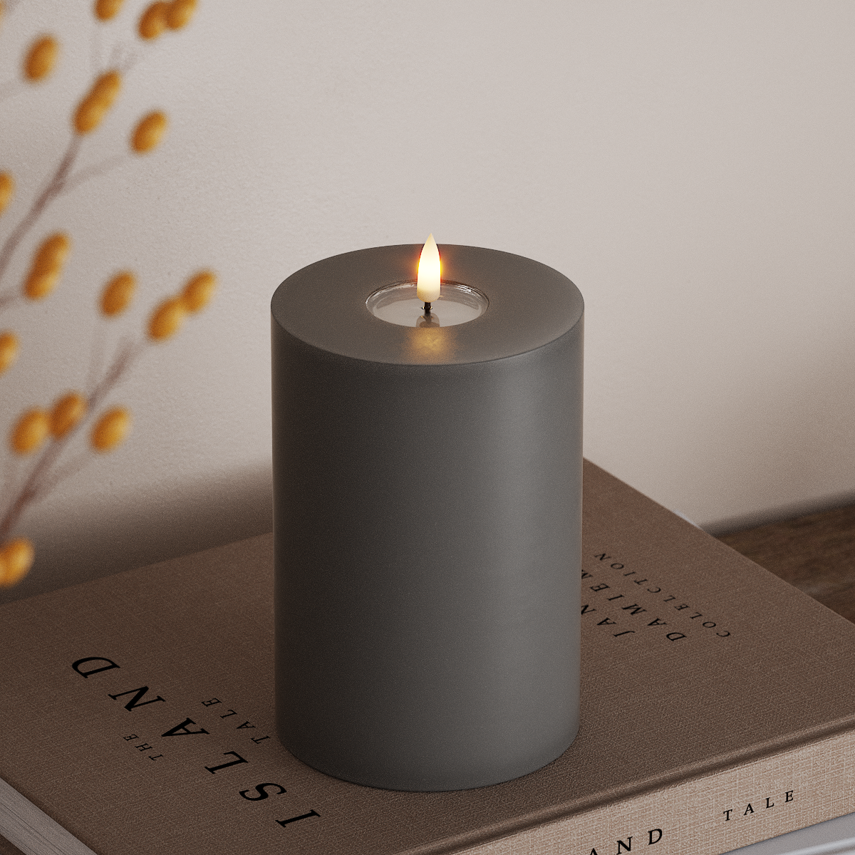 deluxe-homeart-blockkerzen-led-blockkerze-10x15-cm-grau-real-flame image 2