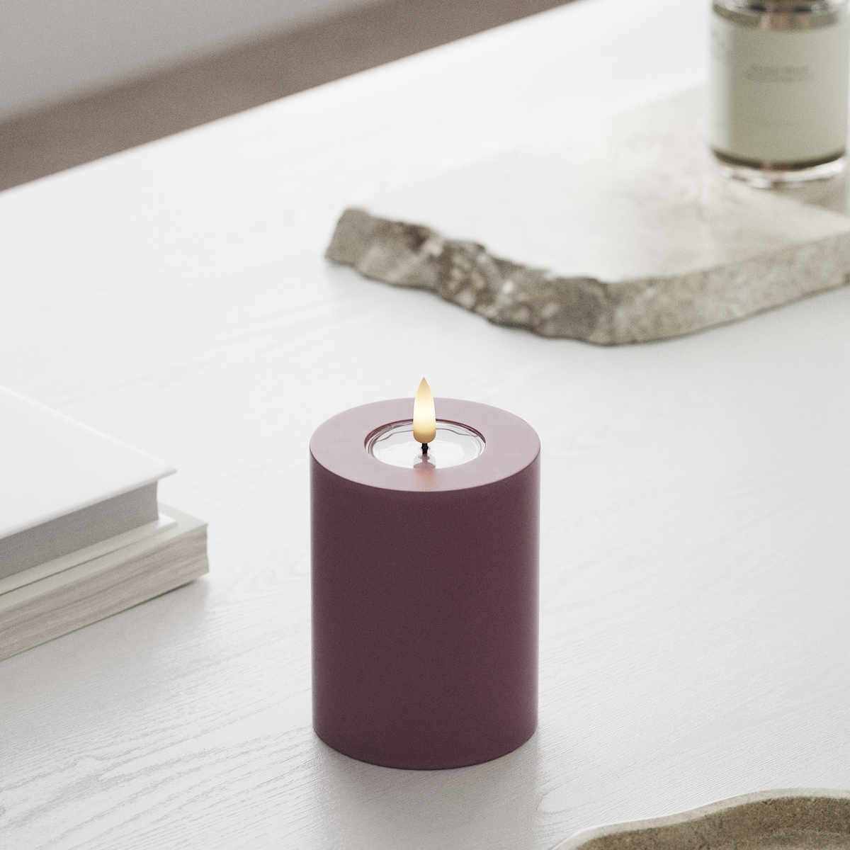 deluxe-homeart-blockkerzen-led-blockkerze-7-5x10-cm-helllila-real-flame image 3